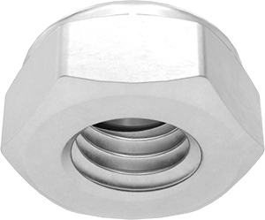Image of Product. Bottom orientation. Thin-Profile Nylon-Insert Locknut, Zinc-Plated Low-Strength Steel, M8 x 1.25 mm Thread Size.
