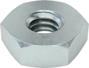 Image of Product. Bottom orientation. Zinc-Plated Low-Strength Steel Hex Nuts, 12-24 Thread Size.