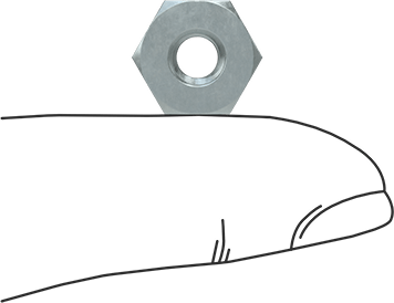 Image of Product. Side1 orientation. Contains SizingReference. Zinc-Plated Low-Strength Steel Hex Nuts, 12-24 Thread Size.