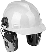 Image of Product. Shown with Hard Hat (Sold Separately). Front orientation. Earmuffs. Hard-Hat Mount Environmental Awareness Earmuffs.