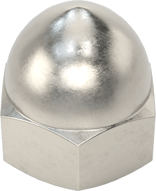 Image of Product. Bottom orientation. 18-8 Stainless Steel Distorted-Thread Cap Nut, 1/2"-13 Thread Size.