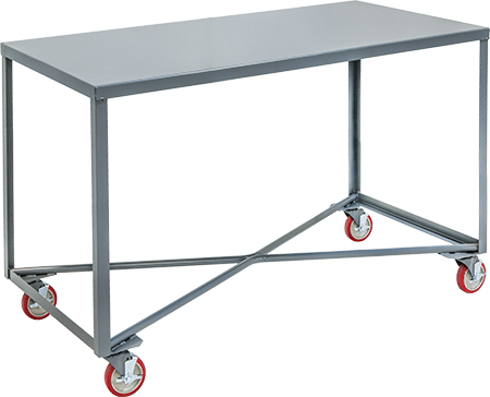 Image of Product. Front orientation. Steel Table, Mobile, 34" High x 60" Wide x 30" Deep.