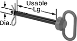 Image of Product. Front orientation. Clevis Pins. Selectable-Length Loop-Grip Clevis Pins.
