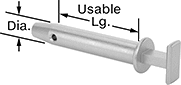 Image of Product. Front orientation. Contains Annotated. Clevis Pins. T-Handle Clevis Pins, Narrow Handle.