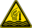 Image of Product. Front orientation. Labels. Hazardous Material ISO Labels , Hot Liquid and Steam Hazard Symbol.