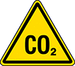 Image of Product. Front orientation. Labels. Hazardous Material ISO Labels , CO2 Hazard Symbol.