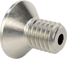 Image of Product. Back orientation. Venting 18-8 Stainless Steel Hex-Drive Flat Head Screw, M3 x 0.5 mm Thread Size, 5 mm Long.