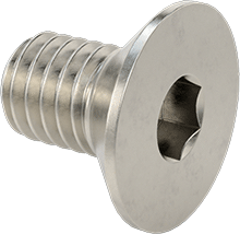 Image of Product. Front orientation. Venting 18-8 Stainless Steel Hex-Drive Flat Head Screw, M3 x 0.5 mm Thread Size, 5 mm Long.