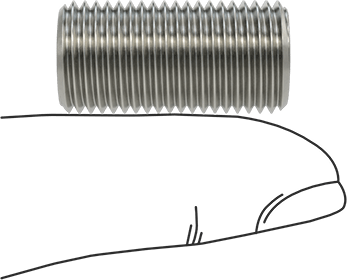Image of Product. Side1 orientation. Contains SizingReference. Super-Corrosion-Resistant 316 Stainless Steel Threaded Rod, 1/2"-20 Thread Size, 1" Long.