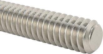 Image of Product. Front orientation. Super-Corrosion-Resistant 316 Stainless Steel Threaded Rod, 1/4"-20 Thread Size, 4" Long.