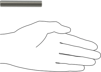 Image of Product. Side1 orientation. Contains SizingReference. Super-Corrosion-Resistant 316 Stainless Steel Threaded Rod, 1/2"-13 Thread Size, 3" Long.