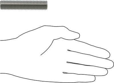 Image of Product. Side1 orientation. Contains SizingReference. Super-Corrosion-Resistant 316 Stainless Steel Threaded Rod, 5/8"-11 Thread Size, 3" Long.
