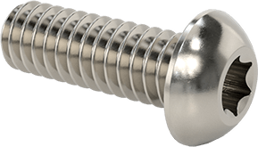 Image of Product. Front orientation. 18-8 Stainless Steel Button Head Torx Screws, 1/4"-20 Thread, 3/4" Long.