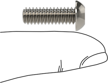 Image of Product. Side1 orientation. Contains SizingReference. 18-8 Stainless Steel Button Head Torx Screws, 1/4"-20 Thread, 3/4" Long.
