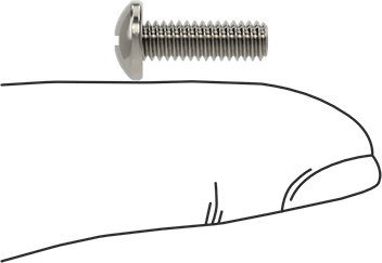 Image of Product. Side1 orientation. Contains SizingReference. Pan Head Combination Phillips/Slotted Screws, 18-8 Stainless Steel, 8-32 Thread Size, 1/2" Long.