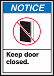 Image of Product. Front orientation. Labels. Door Labels , Notice—Keep Door Closed.