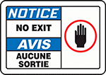 Image of Product. Front orientation. Labels. Door Labels , Notice—No Exit/Avis—Aucune Sortie.