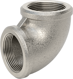Image of Product. Front orientation. Premium Low-Pressure 304 Stainless Steel Pipe Fitting, with Certificate, 90 Degree Elbow Connector, 1-1/2 NPT Female.