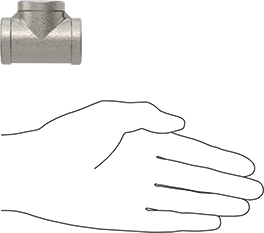 Image of Product. Side1 orientation. Contains SizingReference. Premium Low-Pressure 304 Stainless Steel Pipe Fitting, with Certificate, Tee Connector, 1/2 NPT Female.