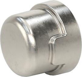 Image of Product. Front orientation. Premium Low-Pressure 304 Stainless Steel Pipe Fitting, with Certificate, Cap, 1/2 NPT Female.