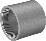 Image of Product. Female. Front orientation. Pipe and Fittings. Premium Medium-Pressure Stainless Steel Threaded Pipe Fittings, Straight Connectors, Female, Threaded Fitting Connection.