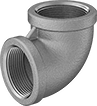 Image of Product. Female. Front orientation. Pipe and Fittings. Premium Low-Pressure Stainless Steel Threaded Pipe Fittings, 90° Elbow Connectors, Threaded Fitting Connection, Female.