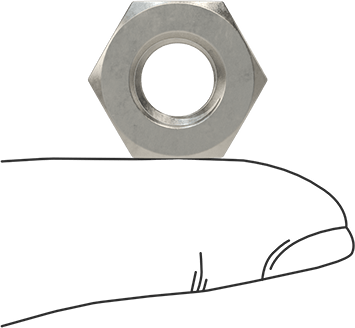 Image of Product. Side1 orientation. Contains SizingReference. 18-8 Stainless Steel Thin-Profile Hex Nut, M10 x 1.5 mm Thread, DIN 439B, ISO 4035.