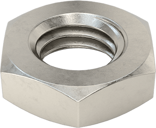 Image of Product. Bottom orientation. 18-8 Stainless Steel Thin-Profile Hex Nut, M12 x 1.75 mm Thread, DIN 439B, ISO 4035.