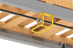 Image of ProductInUse. Guard for 1 Beam Shown Installed. Front orientation. Fire Sprinkler Head Guards. Rack-Mount Fire Sprinkler Head Guards, Screw On, .