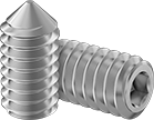Image of Product. Front orientation. Set Screws. Stainless Steel Cone-Tip Set Screws.