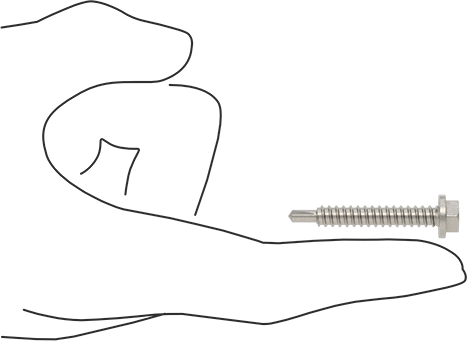 Image of Product. Side1 orientation. Contains SizingReference. 410 Stainless Steel Flanged Hex Head Drilling Screw, Number 12 Screw Size, 1-1/2" Long.