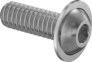Image of Product. Front orientation. 316 Stainless Steel Flanged Button Head Screw, 1/4"-20 Thread, 3/4" Long.