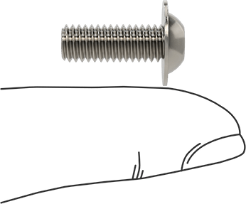 Image of Product. Side1 orientation. Contains SizingReference. 316 Stainless Steel Flanged Button Head Screw, M6 x 1mm Thread, 16mm Long.