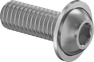 Image of Product. Front orientation. 316 Stainless Steel Flanged Button Head Screw, M6 x 1mm Thread, 16mm Long.