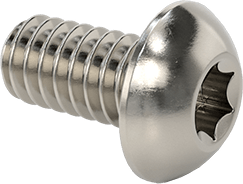 Image of Product. Front orientation. Button Head Torx Screws, 18-8 Stainless Steel, M2 x 0.4mm Thread, 4mm Long.