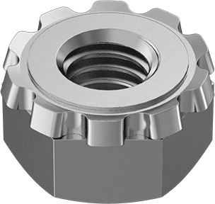 Image of Product. Front orientation. 18-8 Stainless Steel Locknut with External-Tooth Lock Washer, M3 x 0.5 mm Thread Size.