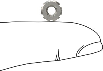 Image of Product. Side1 orientation. Contains SizingReference. 18-8 Stainless Steel Locknut with External-Tooth Lock Washer, Corrosion-Resistant, M4 x 0.7 mm Thread Size.