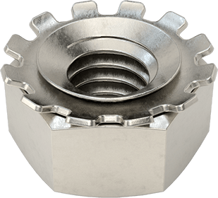 Image of Product. Bottom orientation. 18-8 Stainless Steel Locknut with External-Tooth Lock Washer, Corrosion-Resistant, M4 x 0.7 mm Thread Size.