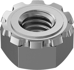Image of Product. Front orientation. 18-8 Stainless Steel Locknut with External-Tooth Lock Washer, M4 x 0.7 mm Thread Size.