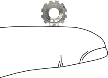 Image of Product. Side1 orientation. Contains SizingReference. 18-8 Stainless Steel Locknut with External-Tooth Lock Washer, Corrosion-Resistant, M5 x 0.8 mm Thread Size.