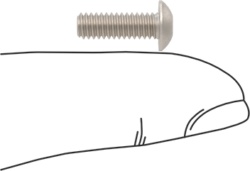 Image of Product. Side1 orientation. Contains SizingReference. Titanium Button Head Hex Drive Screw, 8-32 Thread, 1/2" Long.