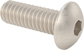 Image of Product. Front orientation. Titanium Button Head Hex Drive Screw, 8-32 Thread, 1/2" Long.