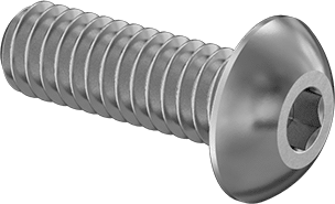 Image of Product. Front orientation. Titanium Button Head Hex Drive Screw, 8-32 Thread, 1/2" Long.