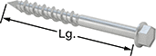 Image of Product. Front orientation. Contains Annotated. Masonry and Concrete Screws. Hex Head Tapping Screws for Masonry and Concrete, 410 Stainless Steel.