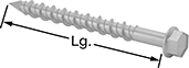Image of Product. Front orientation. Contains Annotated. Masonry and Concrete Screws. Hex Head Tapping Screws for Masonry and Concrete, 410 Stainless Steel.