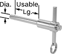 Image of Product. Front orientation. Contains Annotated. Quick-Release Pins. T-Handle Locking Quick-Release Pins, Split Ring, Stainless Steel Handle.