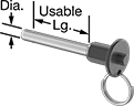 Image of Attribute. Front orientation. Contains Annotated. Quick-Release Pins. Knob-Grip Locking Quick-Release Pins, Split Ring.