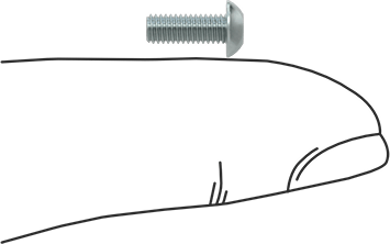 Image of Product. Side1 orientation. Contains SizingReference. 18-8 Stainless Steel Button Head Torx Screws, M3 x 0.50 mm Thread, 8mm Long.
