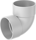 Image of Product. Front orientation. Pipe and Fittings. Underground Drain, Waste, and Vent PVC Pipe Fittings for Water, Short 90° Elbow Connectors, Cement Socket Female.