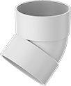 Image of Product. Front orientation. Pipe and Fittings. Underground Drain, Waste, and Vent PVC Pipe Fittings for Water, 45° Elbow Connectors, Cement Socket Female.